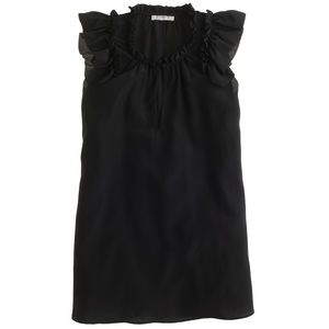 J.Crew 100% Silk Ruffled Flutter Blouse in Black